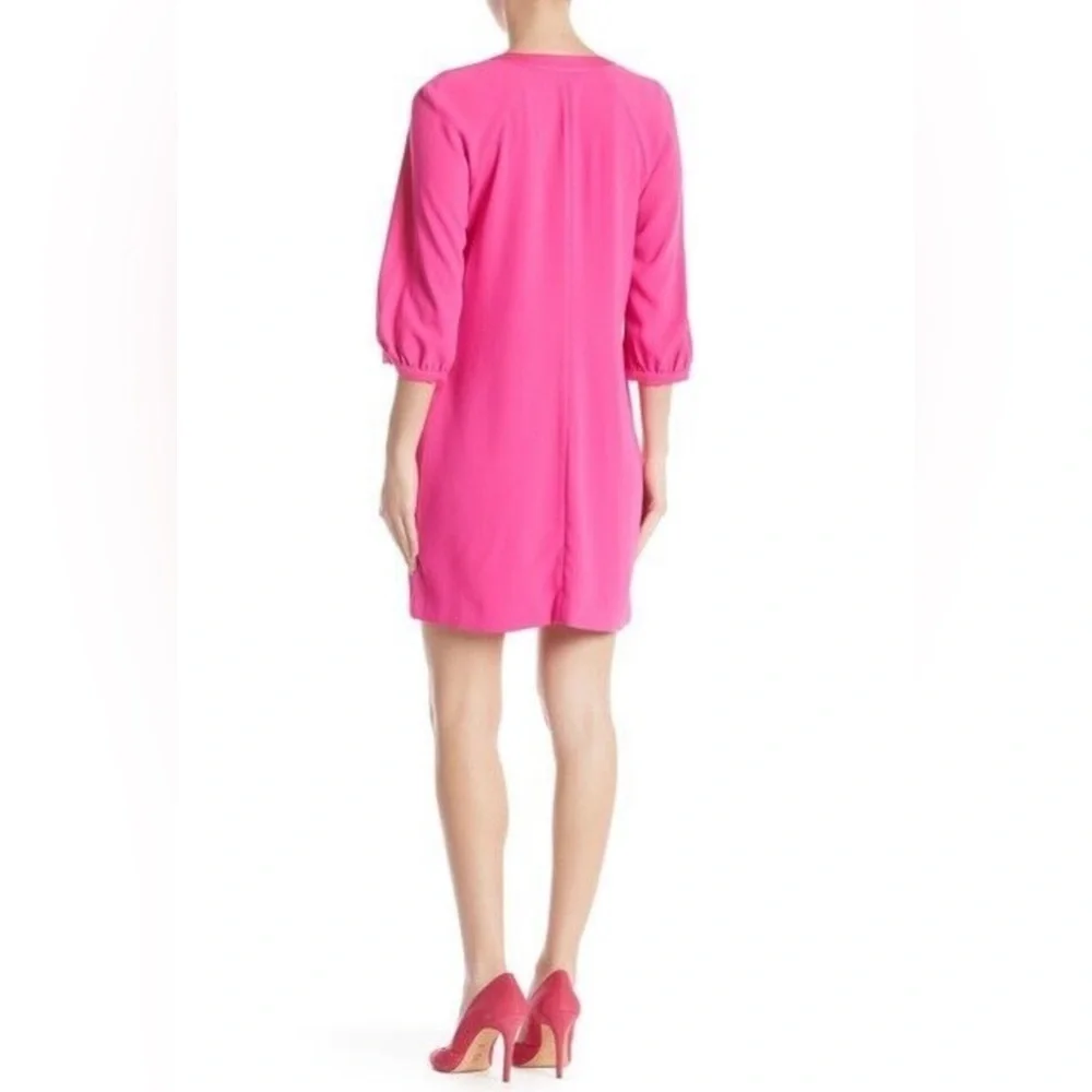 Trina Turk Pipkin Split Neck 3/4 Sleeve Dress Sz XS, preloved w/ pockets - Picture 3 of 4